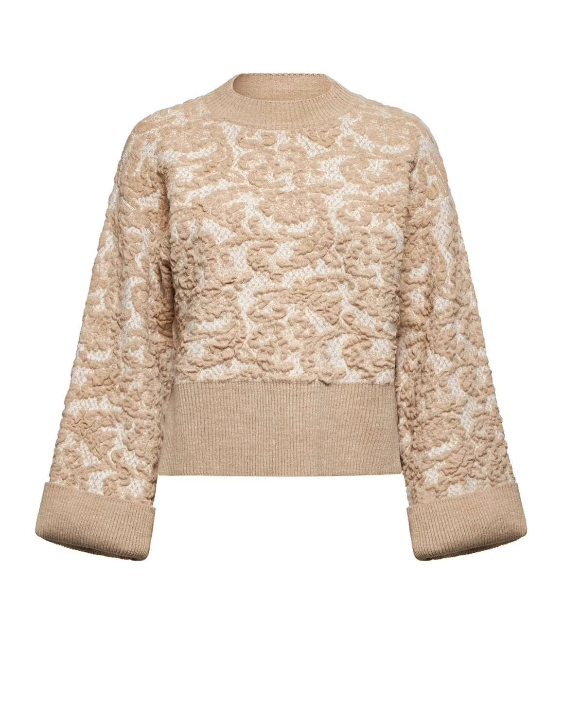 Sweater with embossed floral motif
