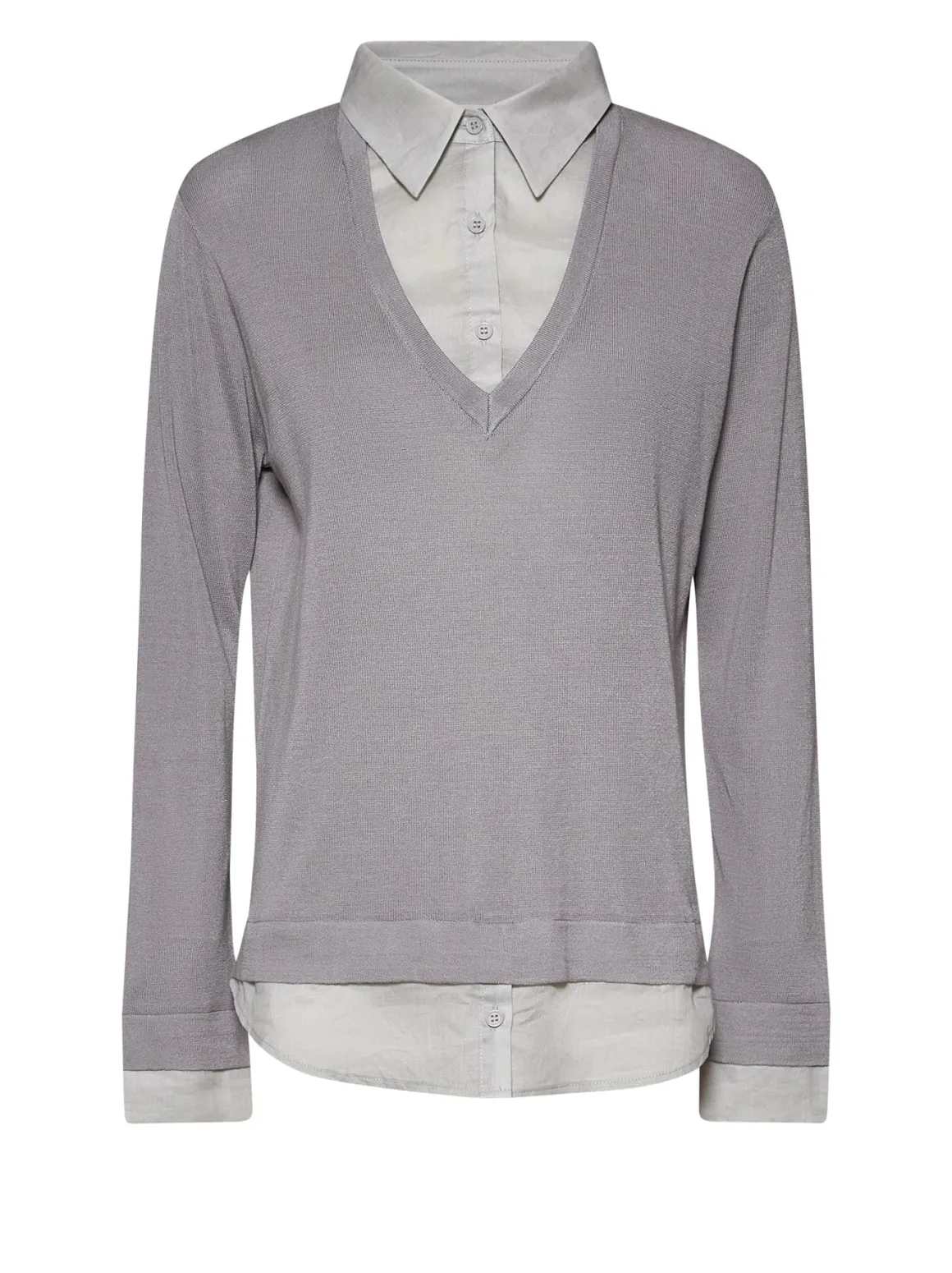Sweater with layered effect and V-neck