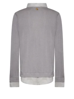 Sweater with layered effect and V-neck