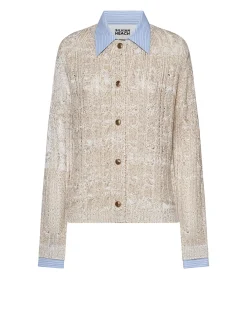 Sweater with layered effect and front closure