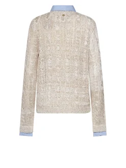 Sweater with layered effect and front closure