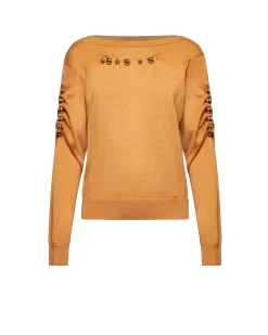 Sweater with lettering detail and gathers
