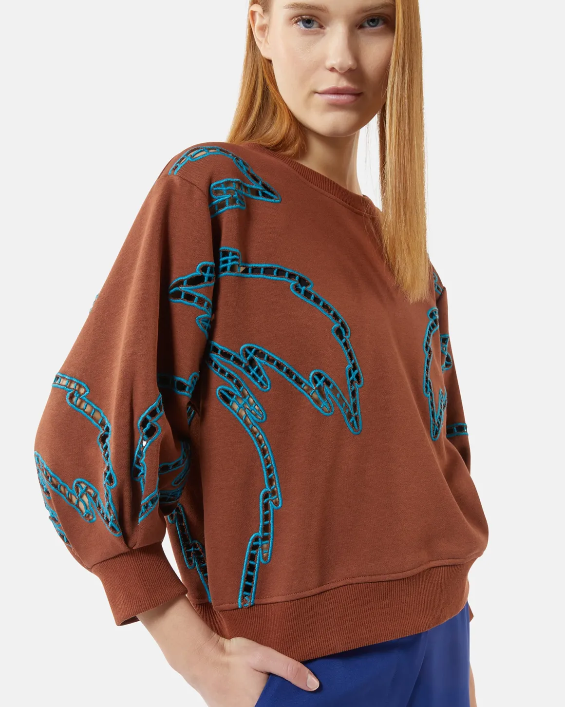 Sweatshirt with contrasting embroidered details