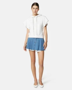 Sweatshirt with hood and short sleeves