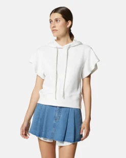 Sweatshirt with hood and short sleeves