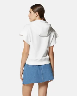 Sweatshirt with hood and short sleeves