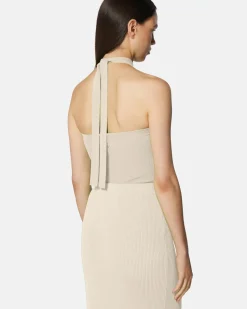 Top in shirt with cross neckline