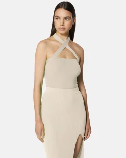 Top in shirt with cross neckline