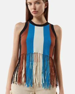 Top in shirt with multicolor fringes
