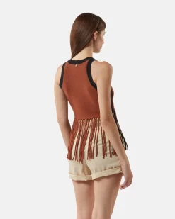 Top in shirt with multicolor fringes