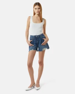 Top in shirt with square neckline
