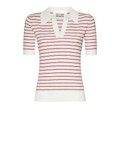 Top with striped pattern and refined design
