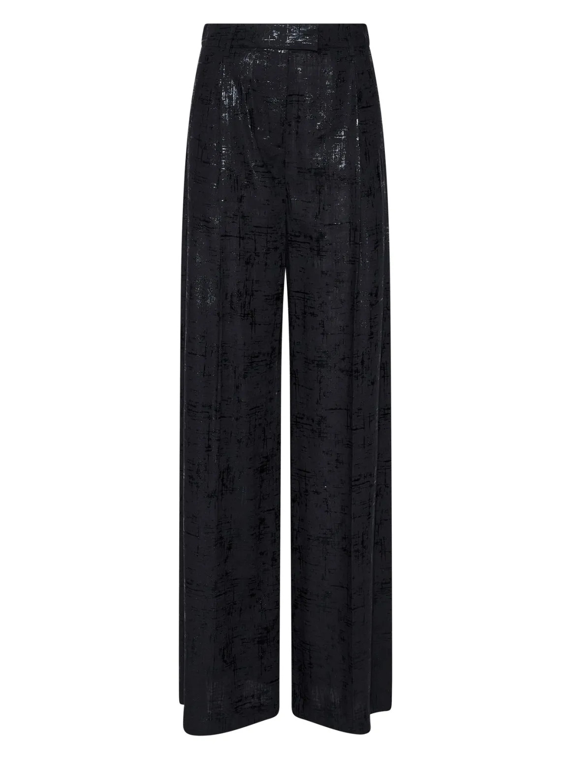 Trousers with a bright finish and fluid line