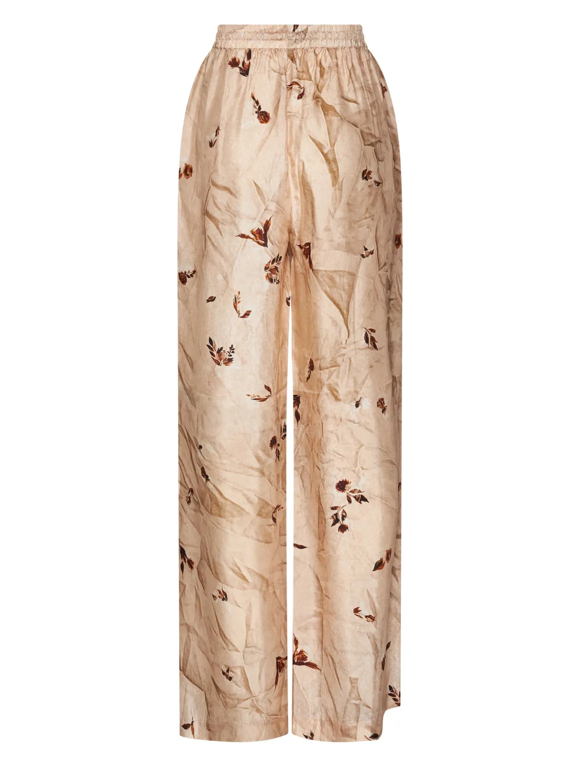Trousers with botanical print and fluid line