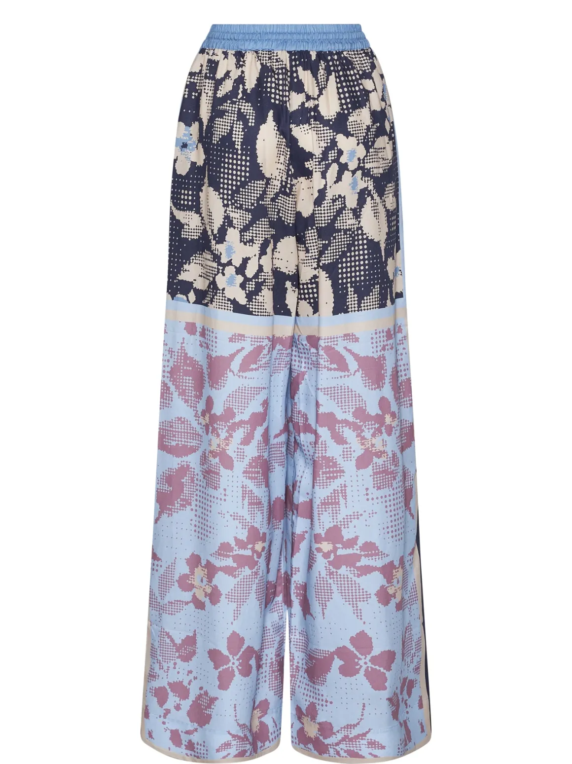 Trousers with decorative pattern and fluid design