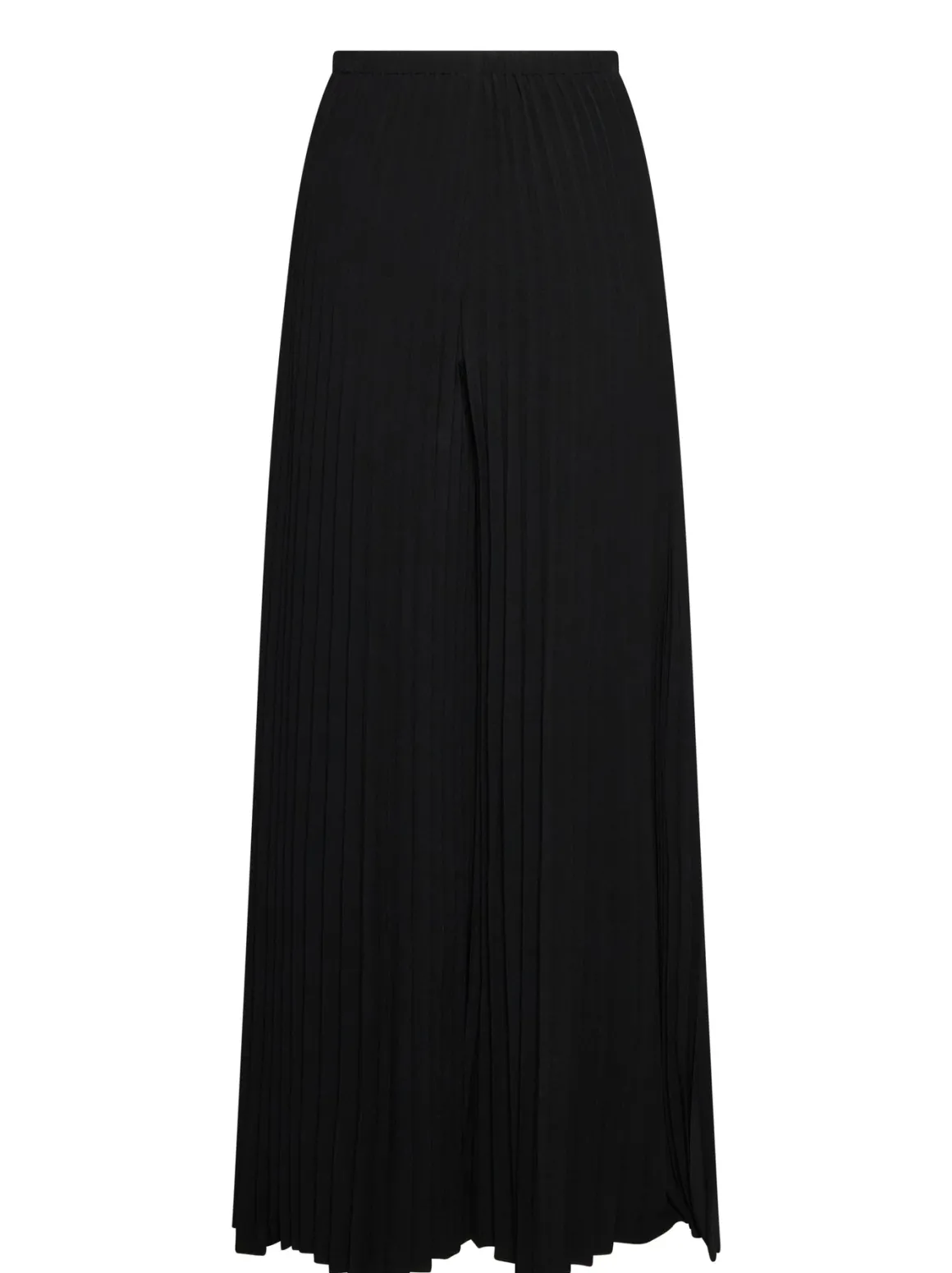 Trousers with pleated workmanship and fluid lines