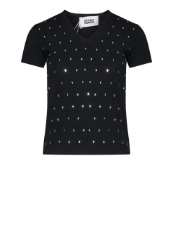T-shirt with V-neck and bright micro decorations