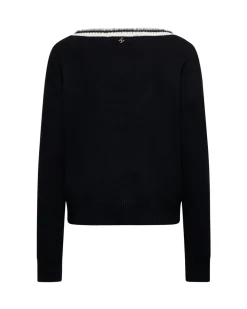 V-neck sweater with contrasting trims