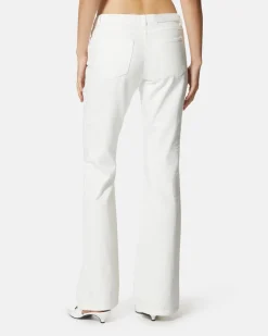 White embroidered jeans with straight leg
