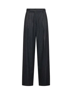 Wide trousers with thin stripes
