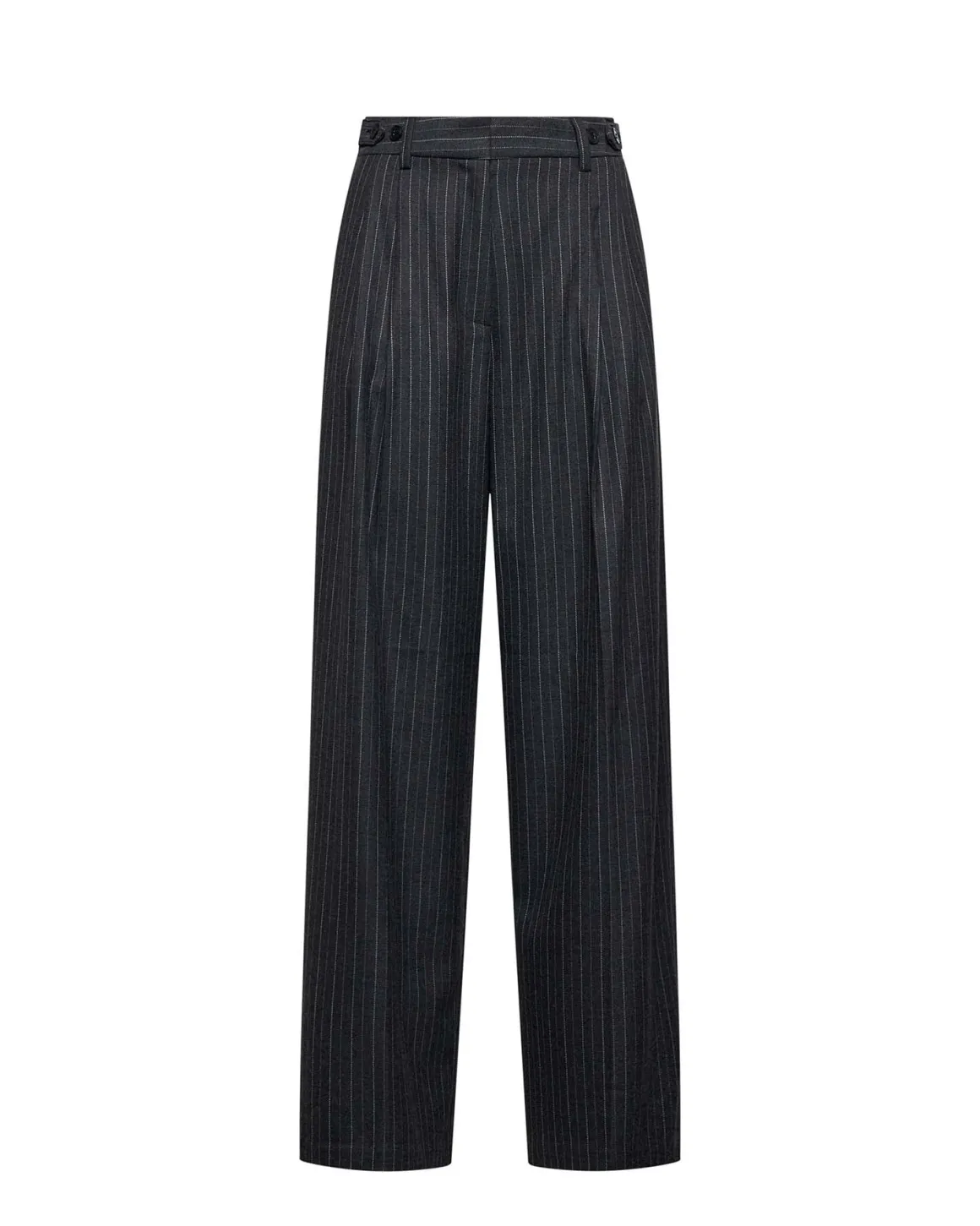 Wide trousers with thin stripes