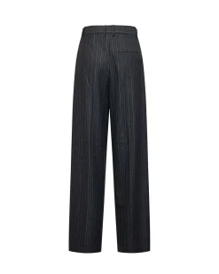 Wide trousers with thin stripes
