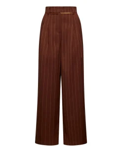 Wide trousers with vertical stripes