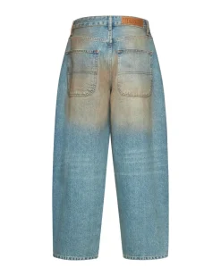 Wide-fit faded jeans